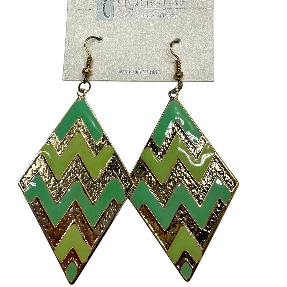 Lime Chevron Dangle Earrings
